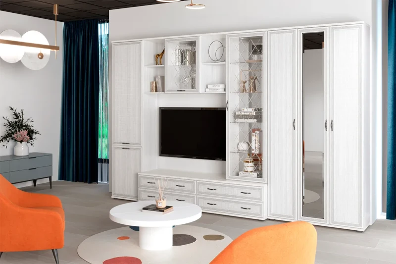 Гостиная Карина-15 (Снежный Ясень) — Мебель-центр Озерцо