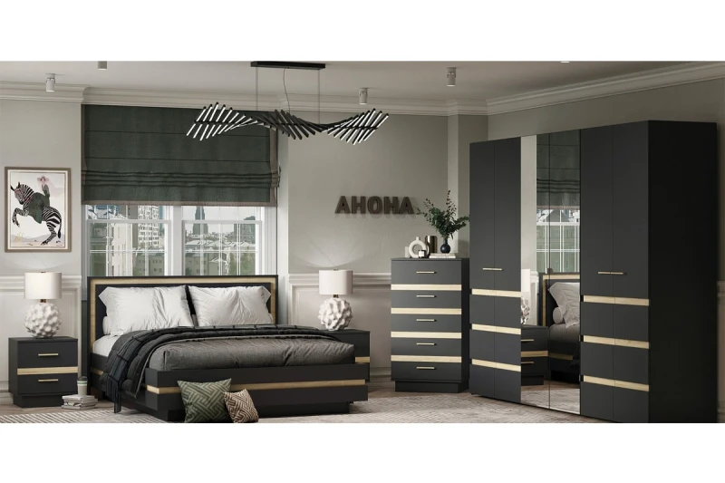 Спальня Анона №4 (Антрацит / Дуб Сонома) - купить в Озерце