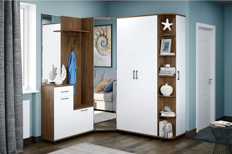 Прихожая Грейс комплект 2 (Гикори Джексон Темный/Белый Бриллиант Глянцевый) — Мебель-центр Озерцо