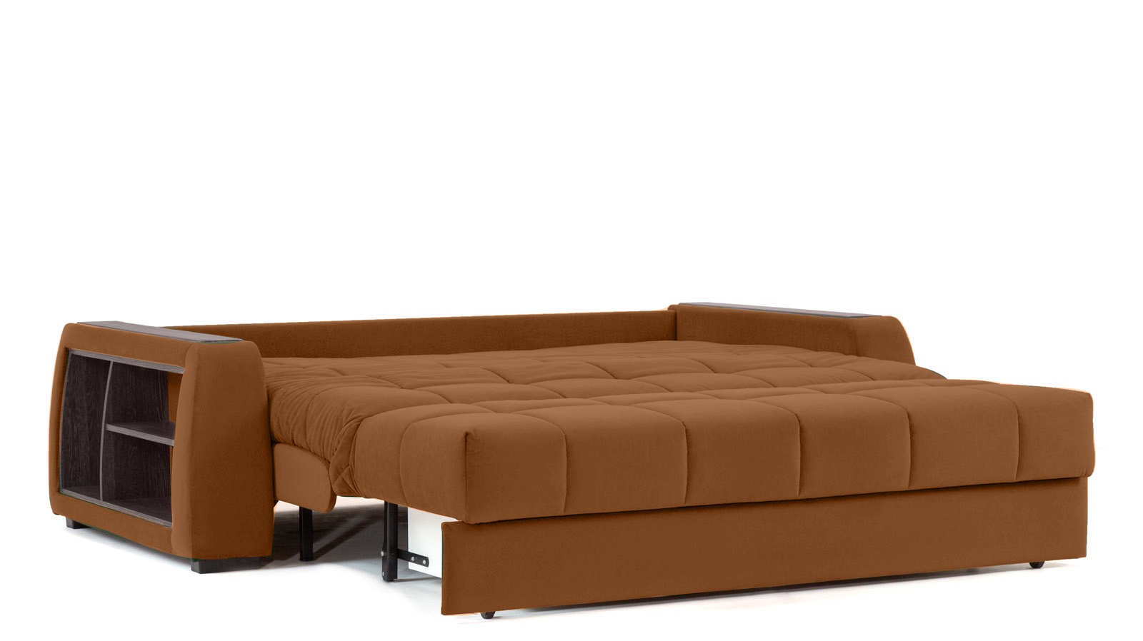 Диван - кровать Domo Pro с полками цвета венге, стежка квадрат, ткань Casanova Desert 140x216 — в мебель-центре Озерцо