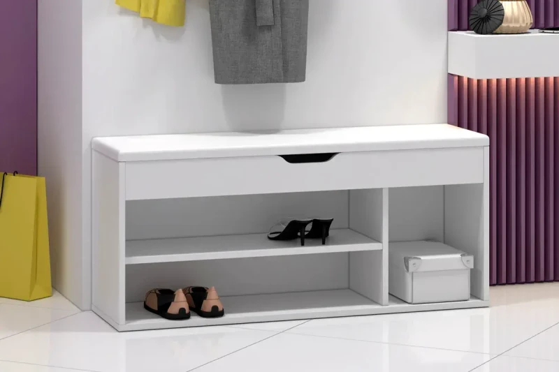 Тумба для обуви Лаки Тип 3 (Белый/Экокожа Белая) — Мебель-центр Озерцо