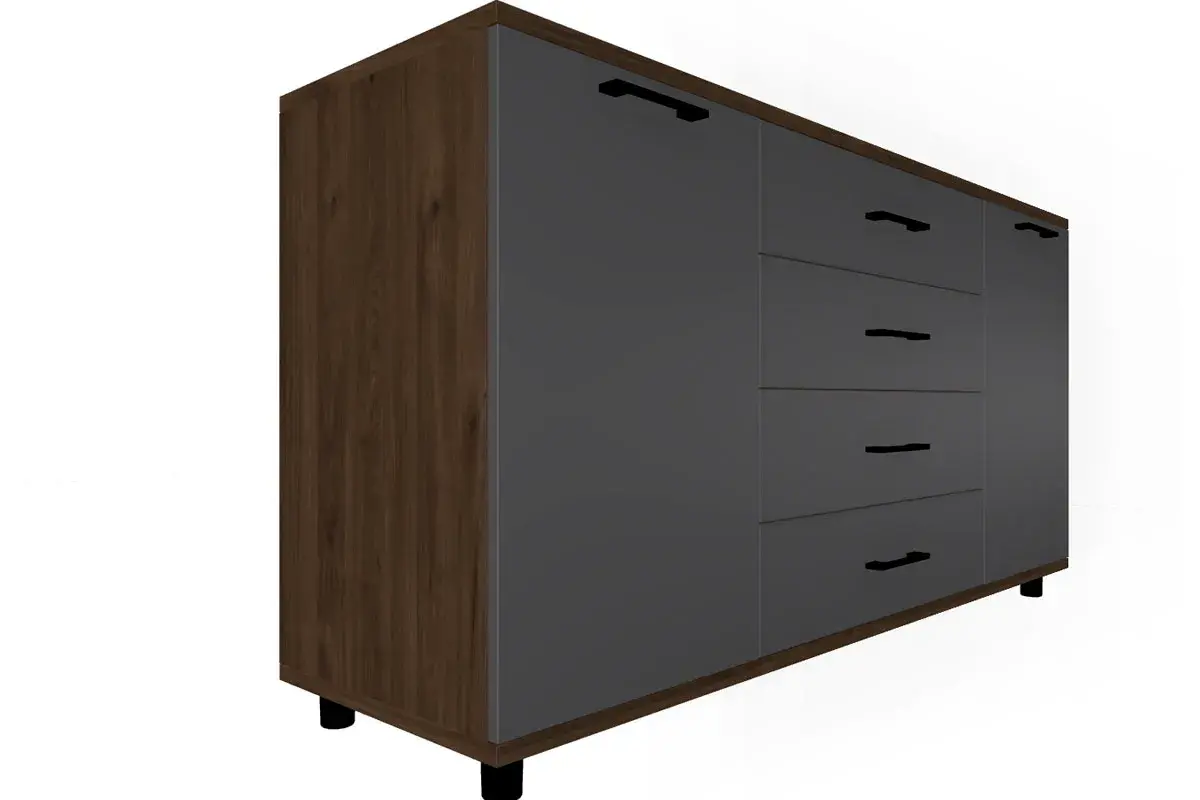 Спальня Грейс комплект 4 (Гикори Джексон Темный/Антрацит Матовый) - купить в Озерце