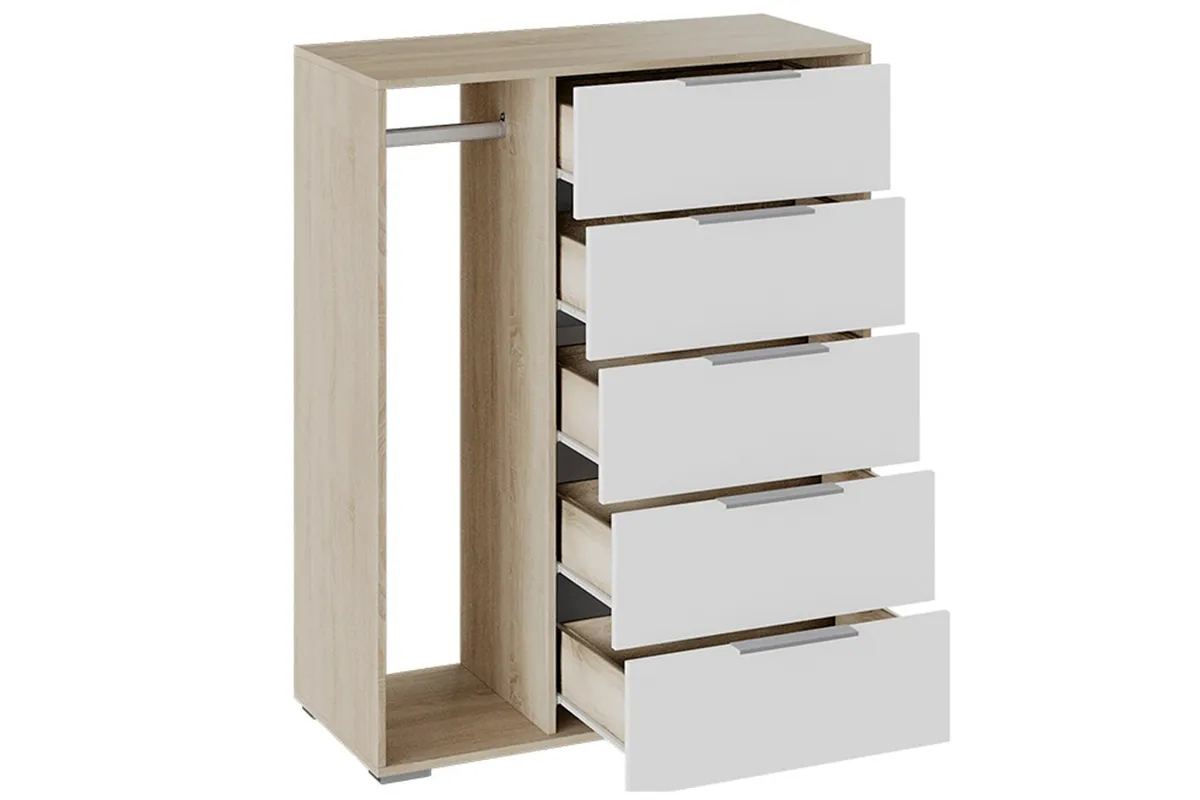 Комод комбинированный Нуар Тип 1 (Дуб Сонома/Белый Ясень) — Мебель-центр Озерцо