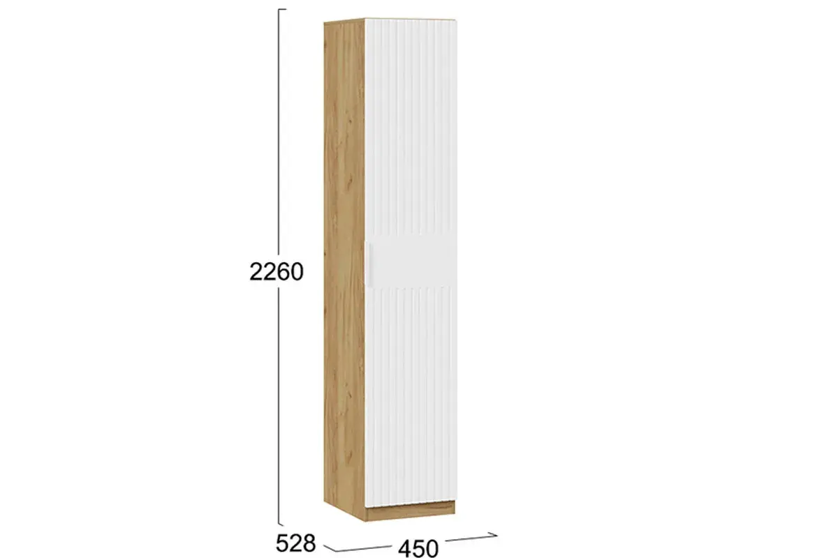 Шкаф для белья Хилтон (Дуб Крафт золотой/Белый матовый) в мебель-центре Озерцо