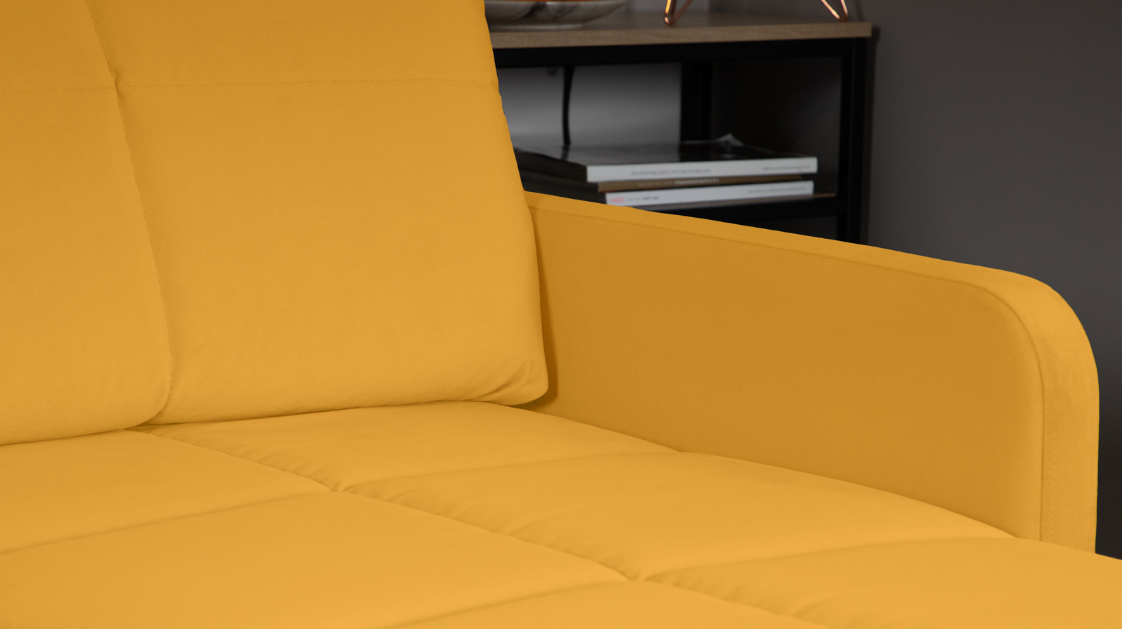 Диван угловой Domo Pro с узкими подлокотниками, стежка квадрат, ткань Sky Velvet 30 160x216 — купить в Озерце
