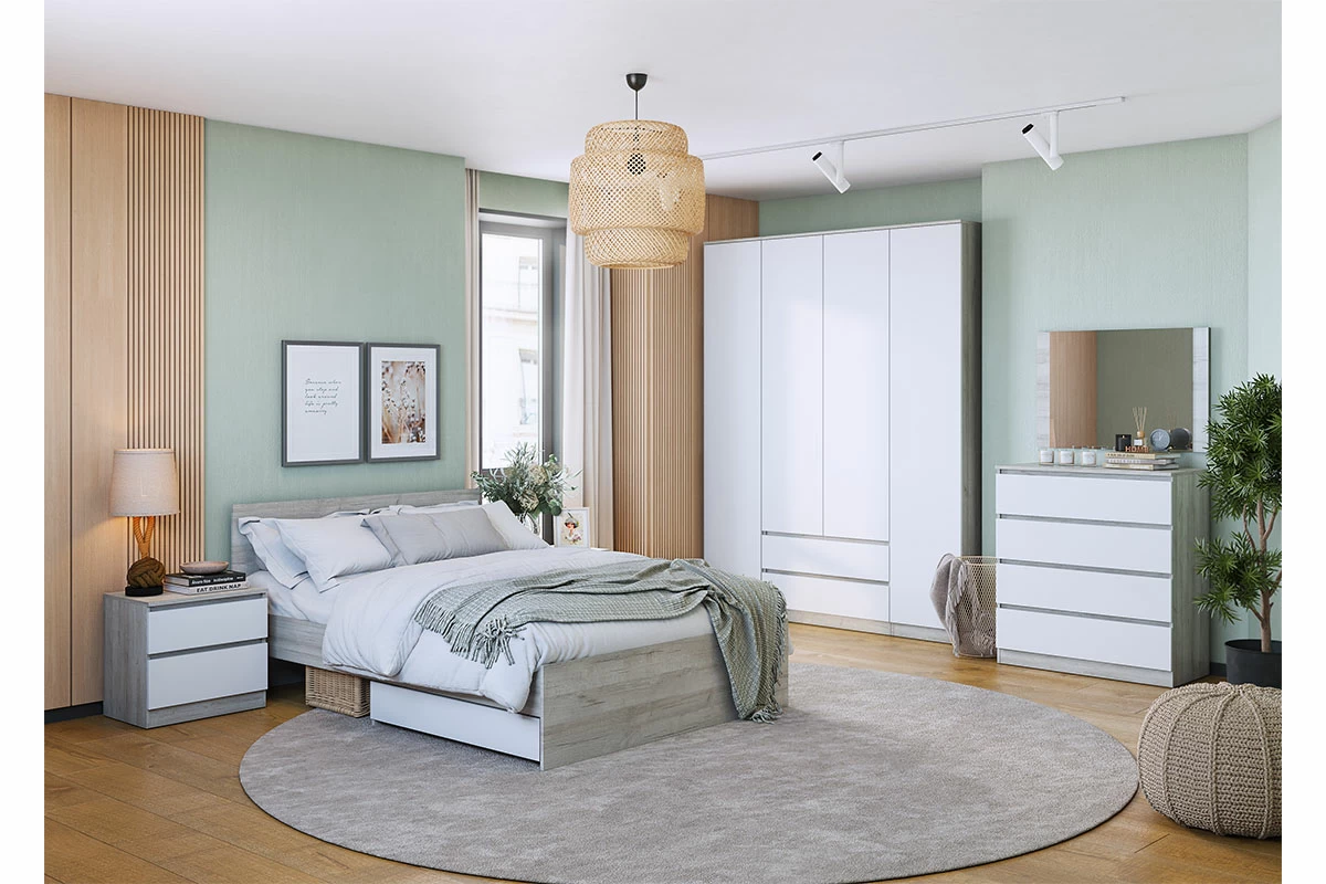 Комод Лори (Дуб Серый/Белый) — Мебель-центр Озерцо