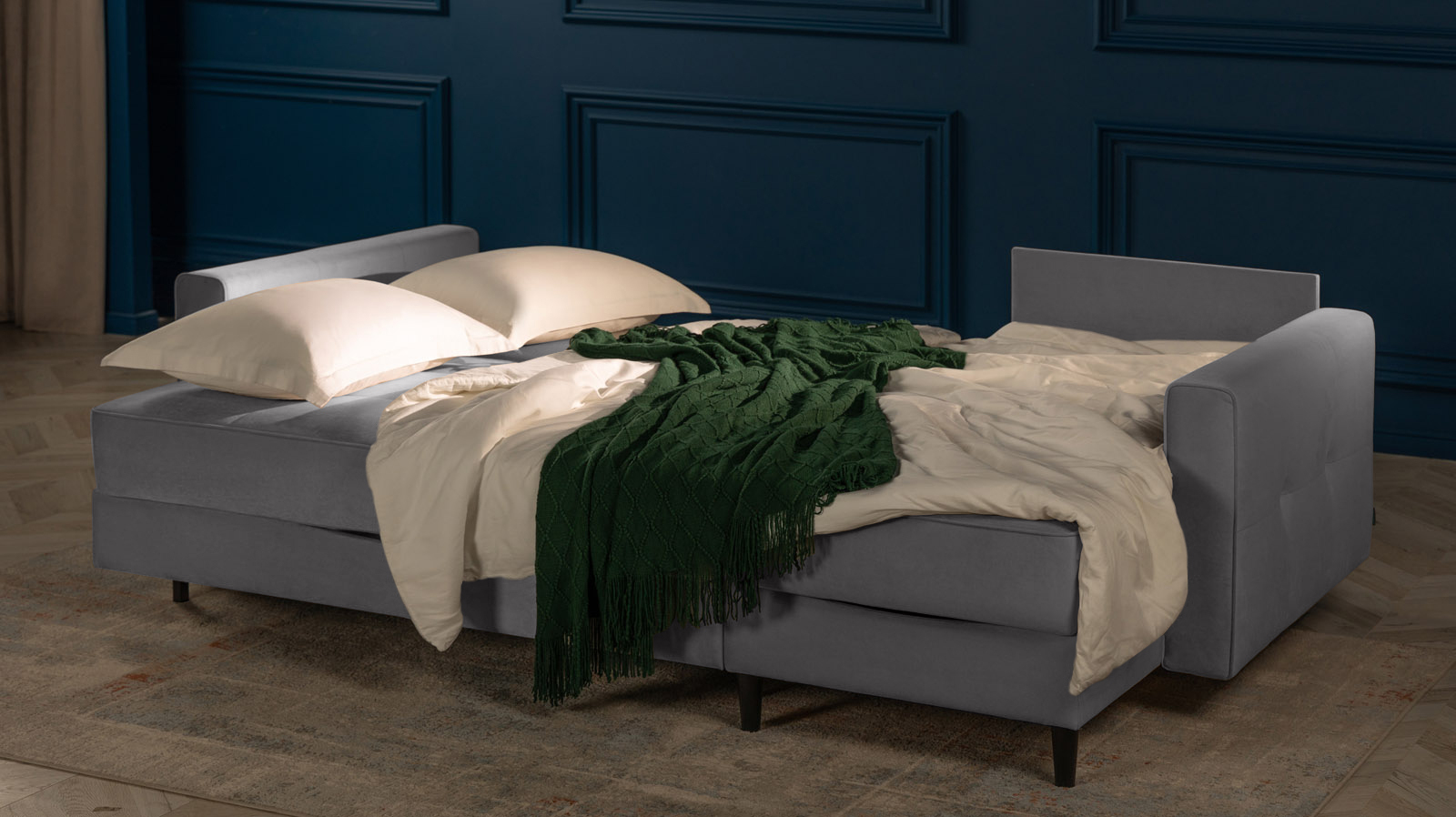 Диван Amani Pro угловой с широкими подлокотниками, ножки: пластик, Тк. Sky Velvet 08 156x237 — купить в Озерце