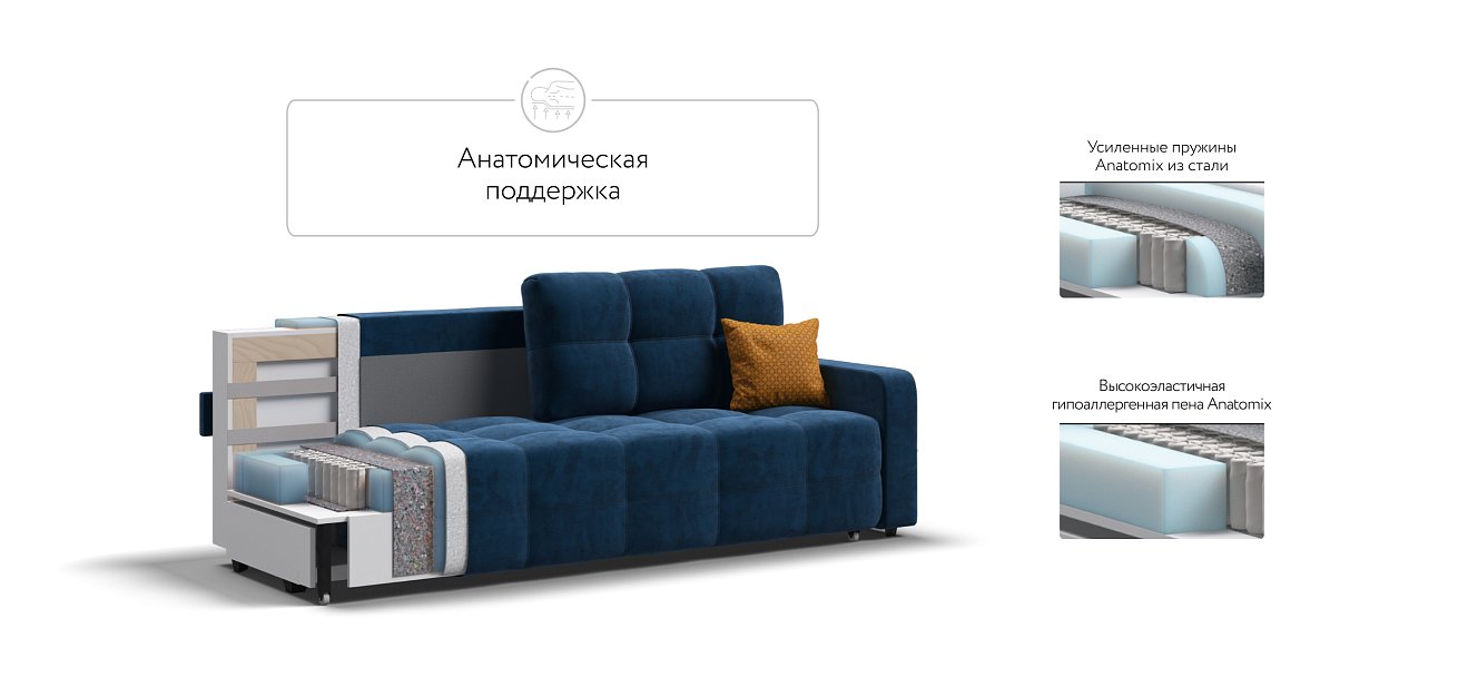 Диван Денди велюр Monolit синий — купить в Озерце