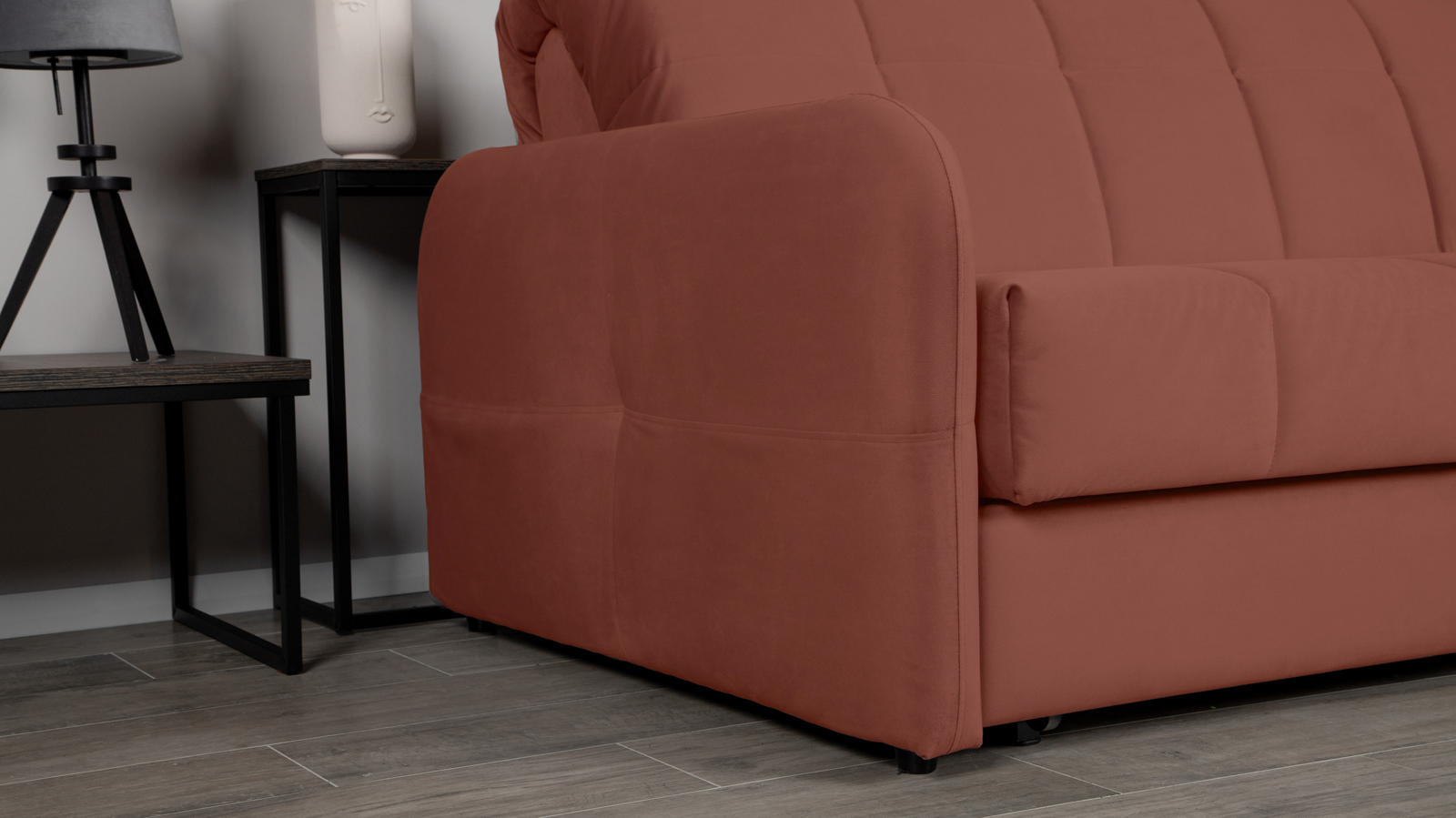 Диван - кровать Domo Pro с мягкими подлокотниками, стежка квадрат, ткань Casanova Marsala 160x216 — в мебель-центре Озерцо