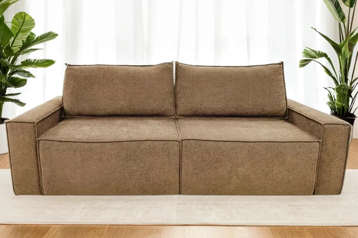 Диван Brick-3 S (Набивные подушки/Вывернутый) Гунин 2217-3 Коричнево-бежевый — купить в Озерце