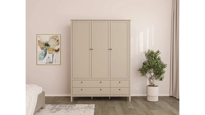 Шкаф трехдверный с ящиками Kasli, цвет Капучино 61x158 — купить в Озерце