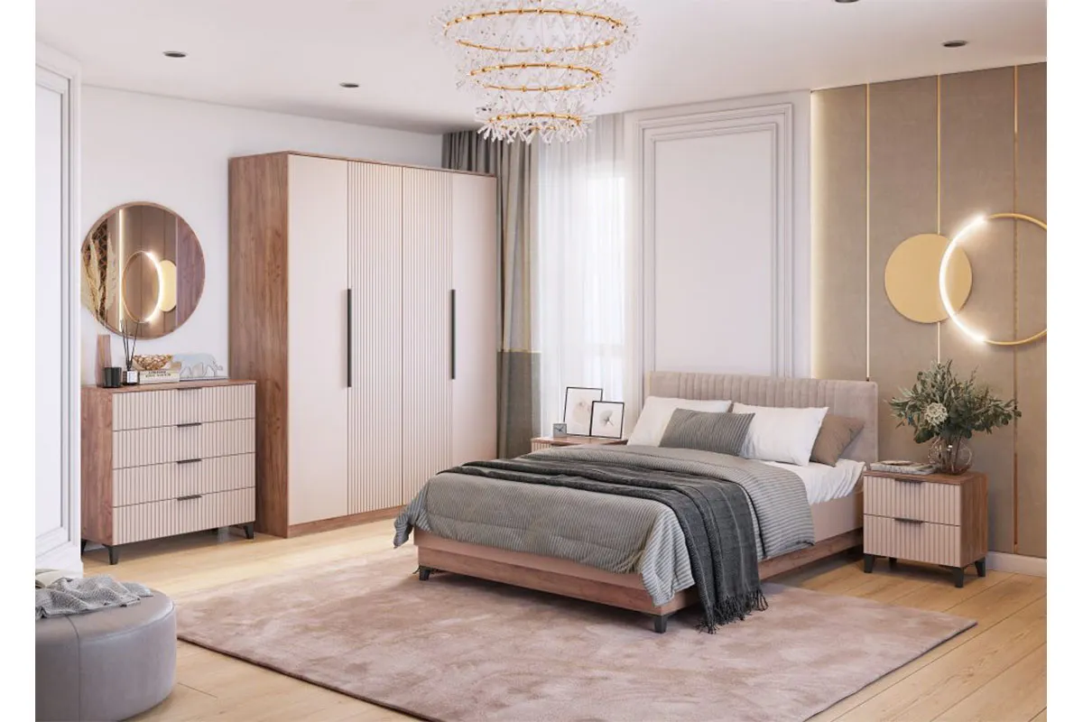 Тумба прикроватная Тоскана (Дуб Табачный/Бисквит) — Мебель-центр Озерцо