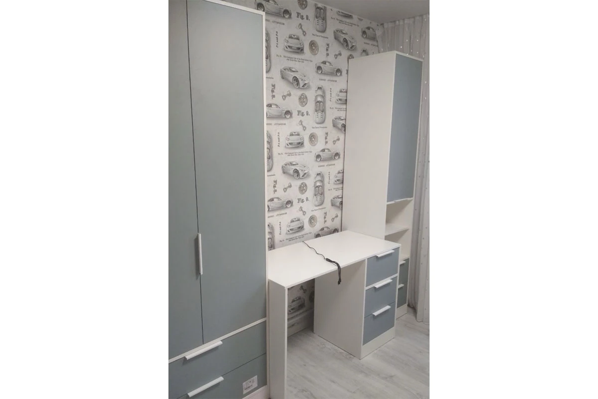 Шкаф для одежды Марли (Белый/Серо-голубой) в мебель-центре Озерцо