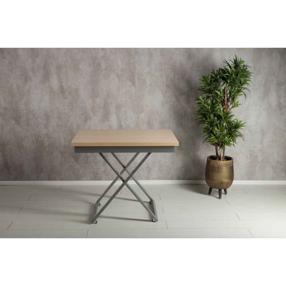 Стол-трансформер Apollo выбеленный дуб/серебро подстолье - купить в Озерце