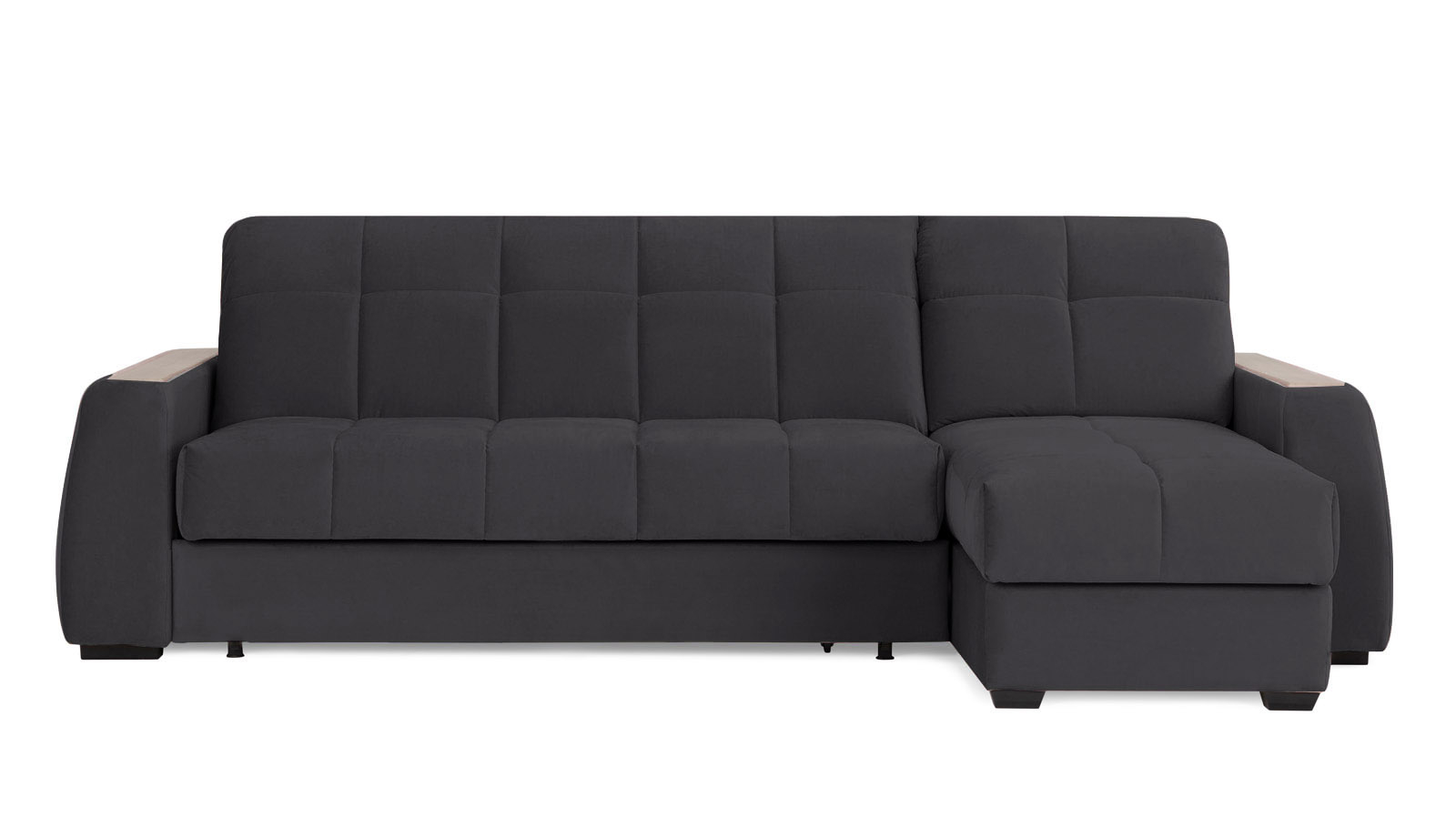 Диван угловой Domo Pro с накладкой цвета ясень, стежка квадрат, ткань Sky Velvet 38 180x216 — купить в Озерце