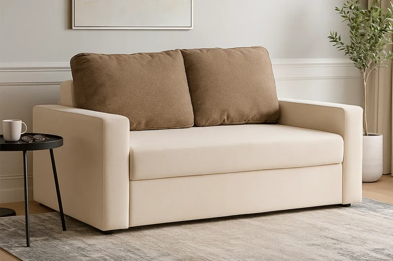 Диван прямой с подлокотниками Brick-10 (Набивные подушки) Гунин 2217-2 Бежевый — купить в Озерце