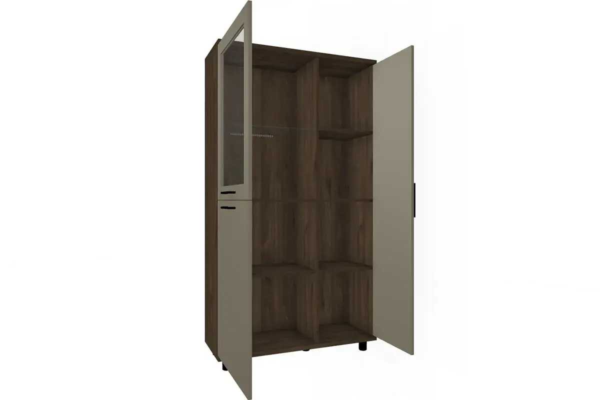 Шкаф многоцелевой ШК-5084-ГТ-ЛМ (Гикори Джексон Темный/Латте Матовый) в мебель-центре Озерцо