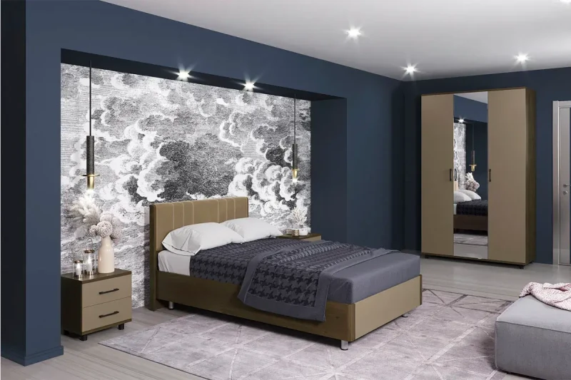 Спальня Грейс комплект 2 (Гикори Джексон Темный/Латте Матовый) - купить в Озерце