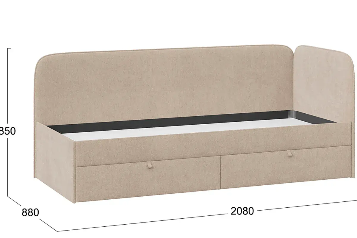 Кровать Молли с мягкой обивкой Тип 1 80х200 (Микровелюр/Scandi Cream 03) - купить в Озерце