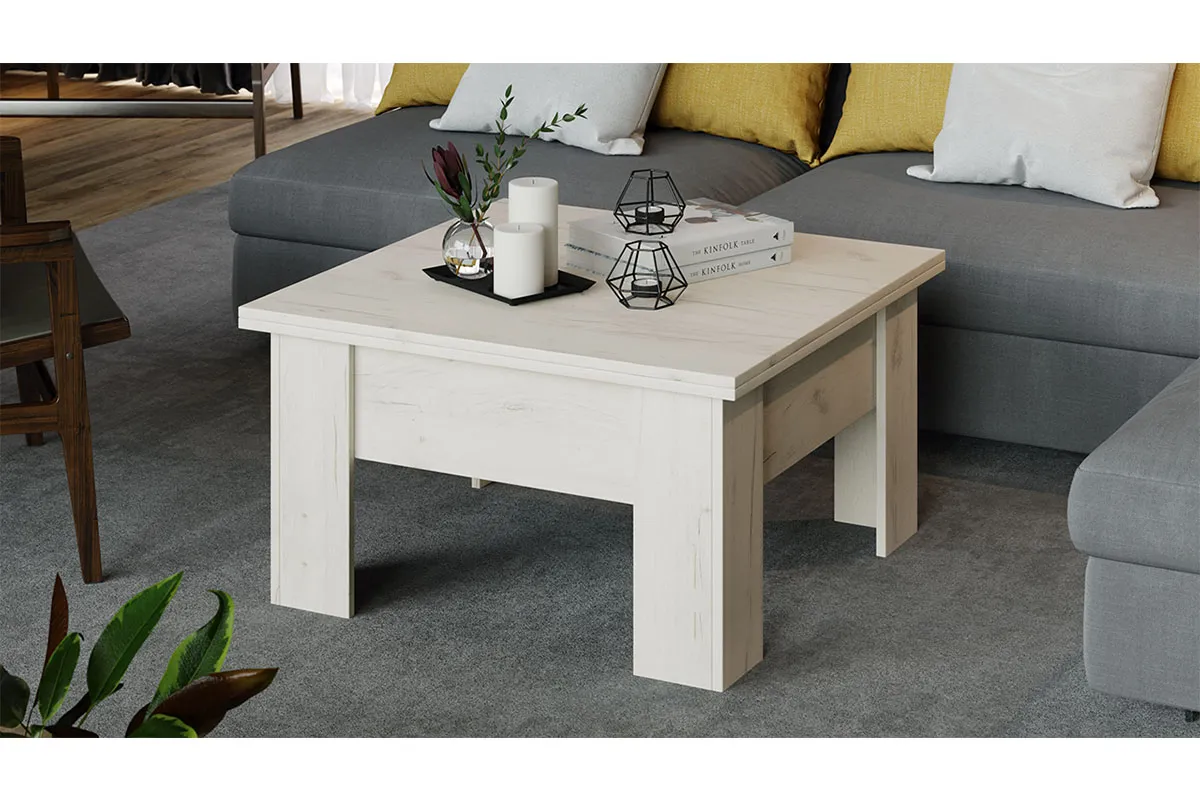 Стол журнальный тип 10 (Дуб Крафт Белый) — Мебель-центр Озерцо