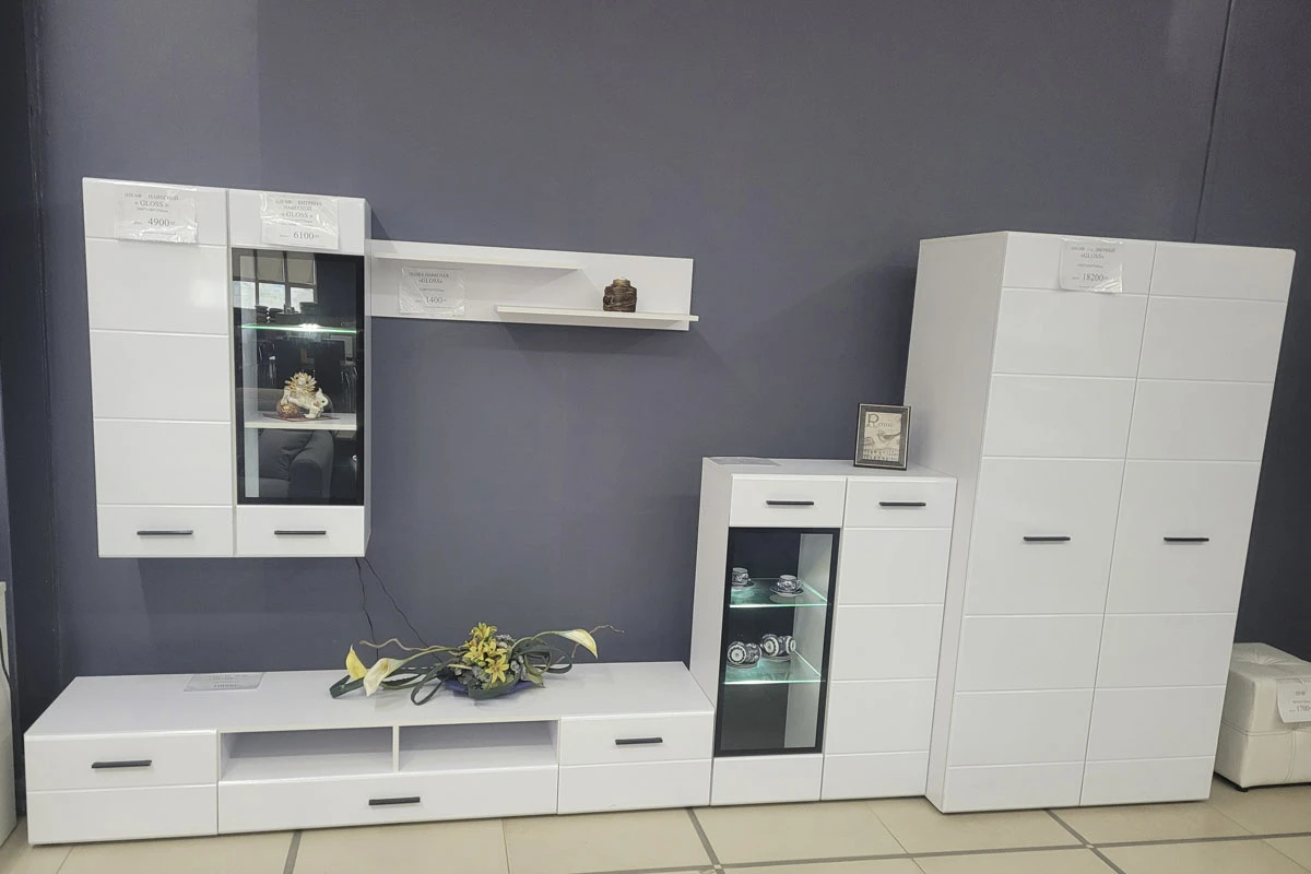 Полка навесная Gloss Белый/Белый глянец (71373116) — Мебель-центр Озерцо