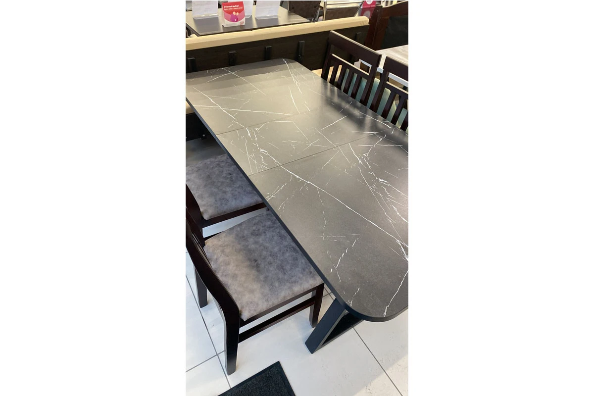 Стол раскладной Ричи (Черный мрамор/Металл чёрный) - купить в Озерце