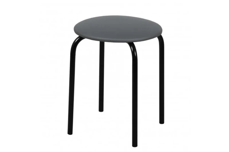 Табурет Эконом каркас черный, экокожа (Экотекс 3022 темно-серый) СРП 011 - купить в Озерце