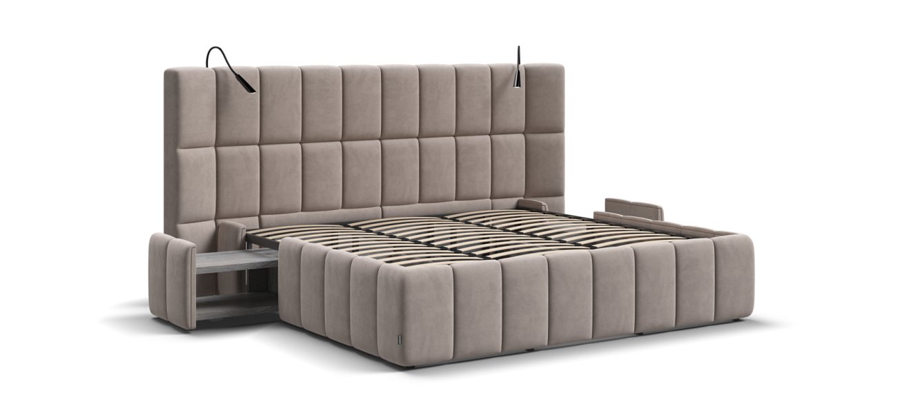 Босс ХО Кровать 180*200 Велюр Монолит латте - купить в Озерце