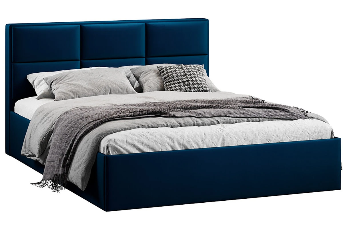 Кровать Стелла c ПМ Тип 1 без заглушины 160х200 (Велюр/Confetti Blue) - купить в Озерце