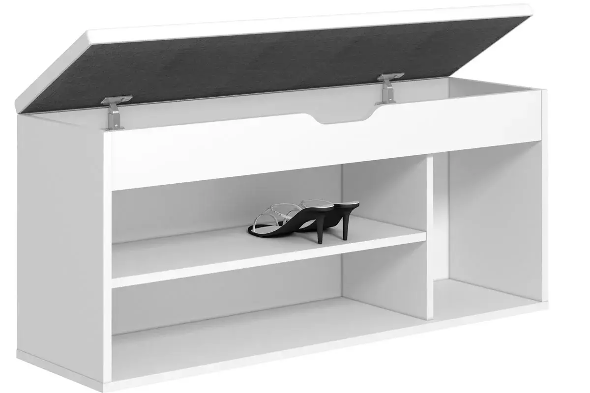 Тумба для обуви Лаки Тип 3 (Белый/Экокожа Белая) — Мебель-центр Озерцо
