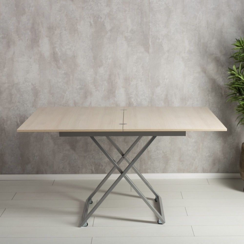 Стол-трансформер Apollo шамони светлый/подстолье серебро - купить в Озерце