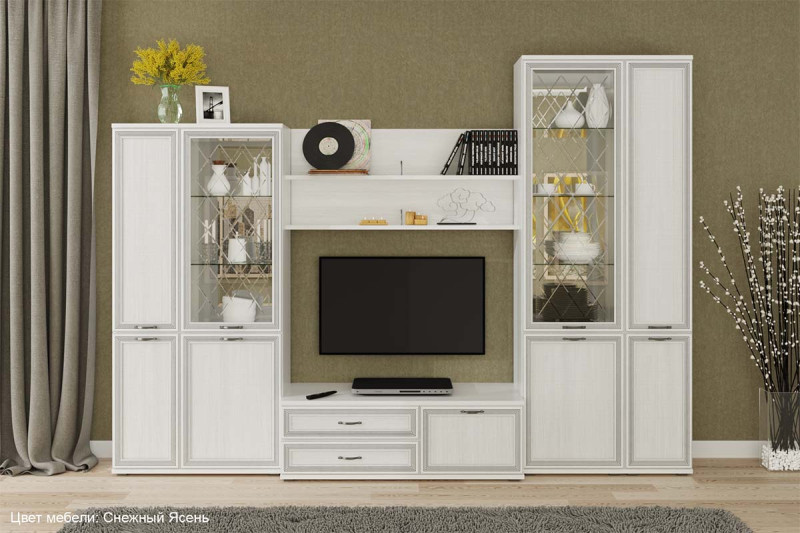 Гостиная Карина-24 (Снежный Ясень) — Мебель-центр Озерцо