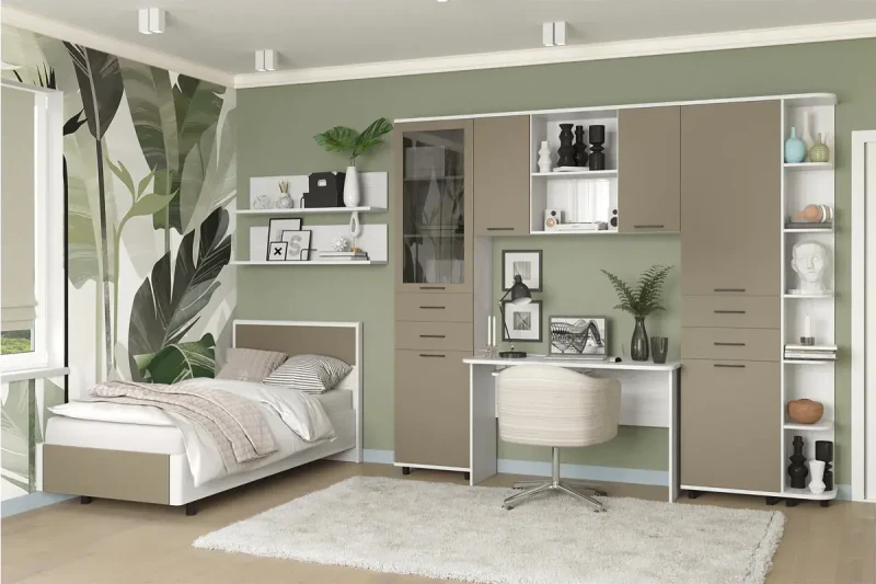 Детская Грейс композиция 8 (Снежный Ясень/Латте Матовый) — Мебель-центр Озерцо