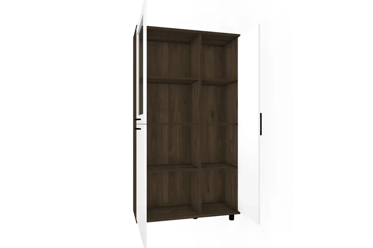 Шкаф многоцелевой ШК-5083-ГТ-БГ (Гикори Джексон Темный/Белый Бриллиант Глянцевый в мебель-центре Озерцо