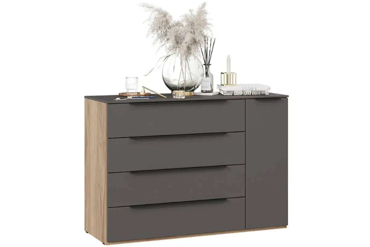 Комод комбинированный Порто ТД-393.04.02 (Яблоня Беллуно/Графит софт) — Мебель-центр Озерцо
