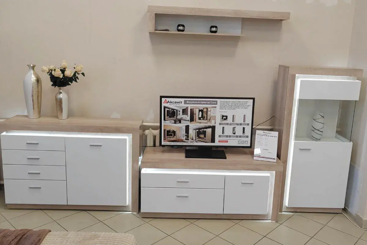 Полка навесная Люмен 4 белый снег глянец — Мебель-центр Озерцо