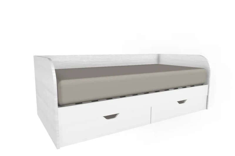 Кровать КР-117 90х190 СЯ-БГ (Снежный Ясень/Белый Бриллиант Глянцевый) - купить в Озерце