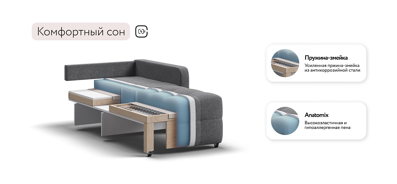 Денди Слим кресло-кровать Рогожка Мальмо серый — купить в Озерце