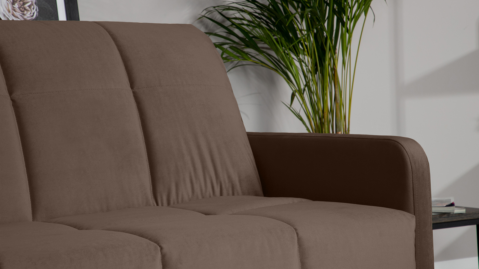 Диван - кровать Domo Pro с узкими подлокотниками, стежка квадрат, ткань Casanova Chocolate 180x216 — купить в Озерце