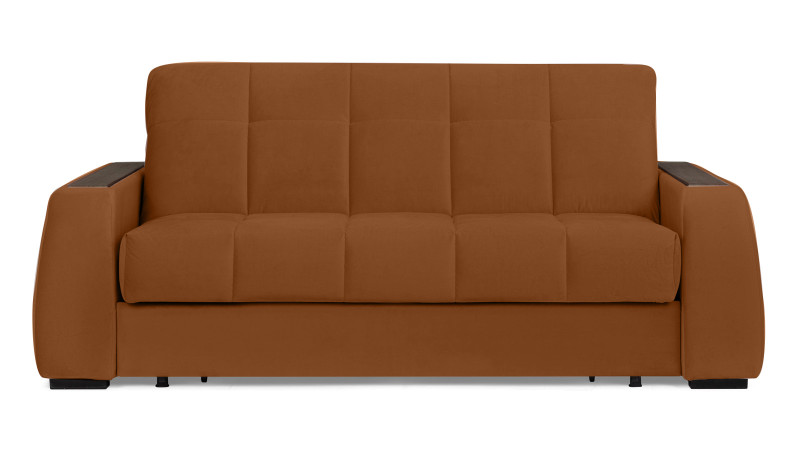 Диван - кровать Domo Pro с накладкой цвета венге, стежка квадрат, ткань Casanova Desert 180x216 — в мебель-центре Озерцо