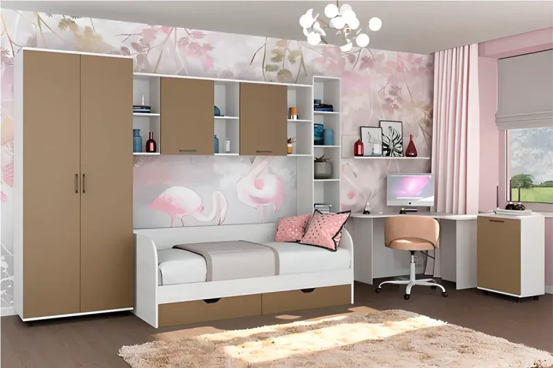 Детская Грейс композиция 1 (Снежный Ясень/Латте Матовый) — Мебель-центр Озерцо