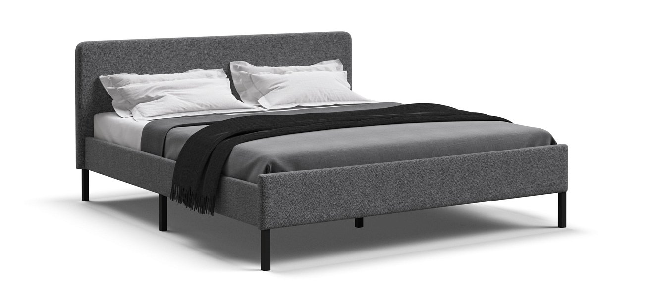 Кровать Уна 160*200 рогожка Malmo серая, черная - купить в Озерце
