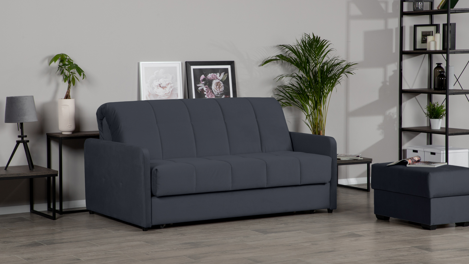 Диван - кровать Domo Pro с узкими подлокотниками, стежка квадрат, ткань Sky Velvet 40 180x216 — в мебель-центре Озерцо