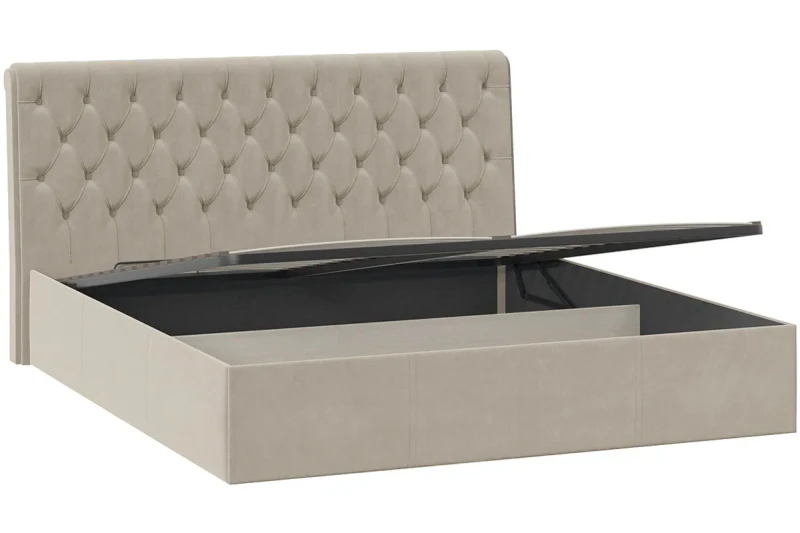 Кровать двойная Скарлет универсальная 180х200 с ПМ Тип 1 (Велюр/Мокко светлый) - купить в Озерце