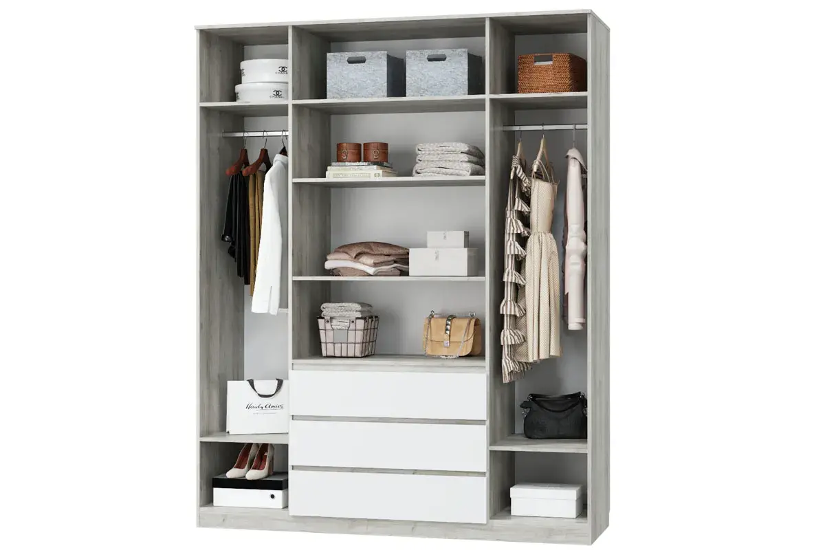 Шкаф 4х-дверный Лори (Дуб Серый/Белый) в мебель-центре Озерцо