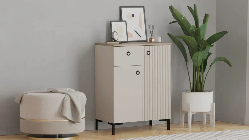 Тумба двухдверная с ящиком Zima 41x70, Дуб сильверджек ореховый+Глиняный серый — купить в Озерце