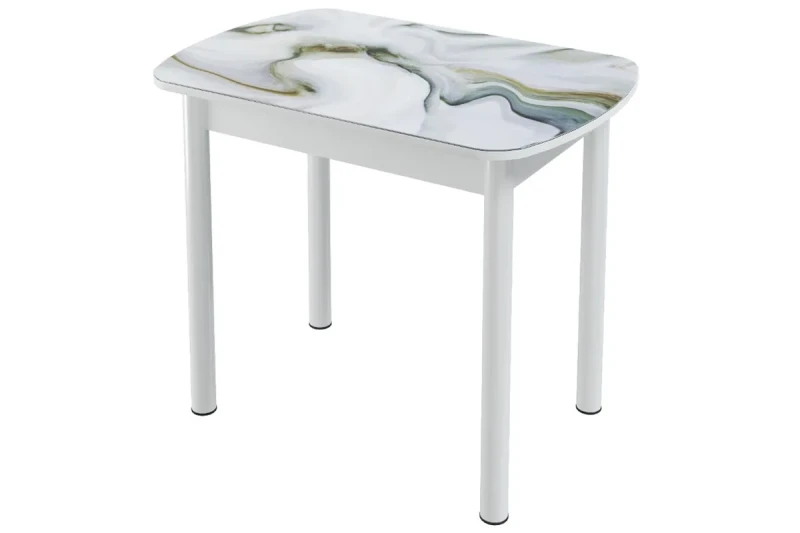 Стол обеденный Бостон Оникс лазурный (Белый / Фотопечать / Опора брифинг) - купить в Озерце