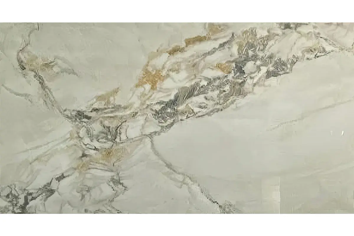 Стол обеденный Аризона 1300х800 (Керамика YB 8020111BG Gold Jade / МДФ в пленке Черный кварц /Металл черный) - купить в Озерце