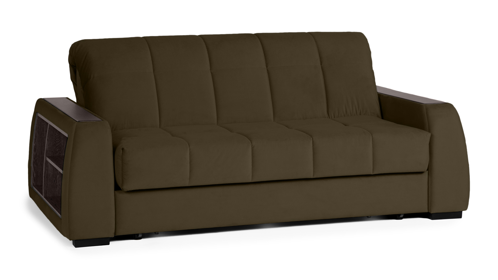 Диван - кровать Domo Pro с полками цвета венге, стежка квадрат, ткань Sky Velvet 12 160x216 — в мебель-центре Озерцо