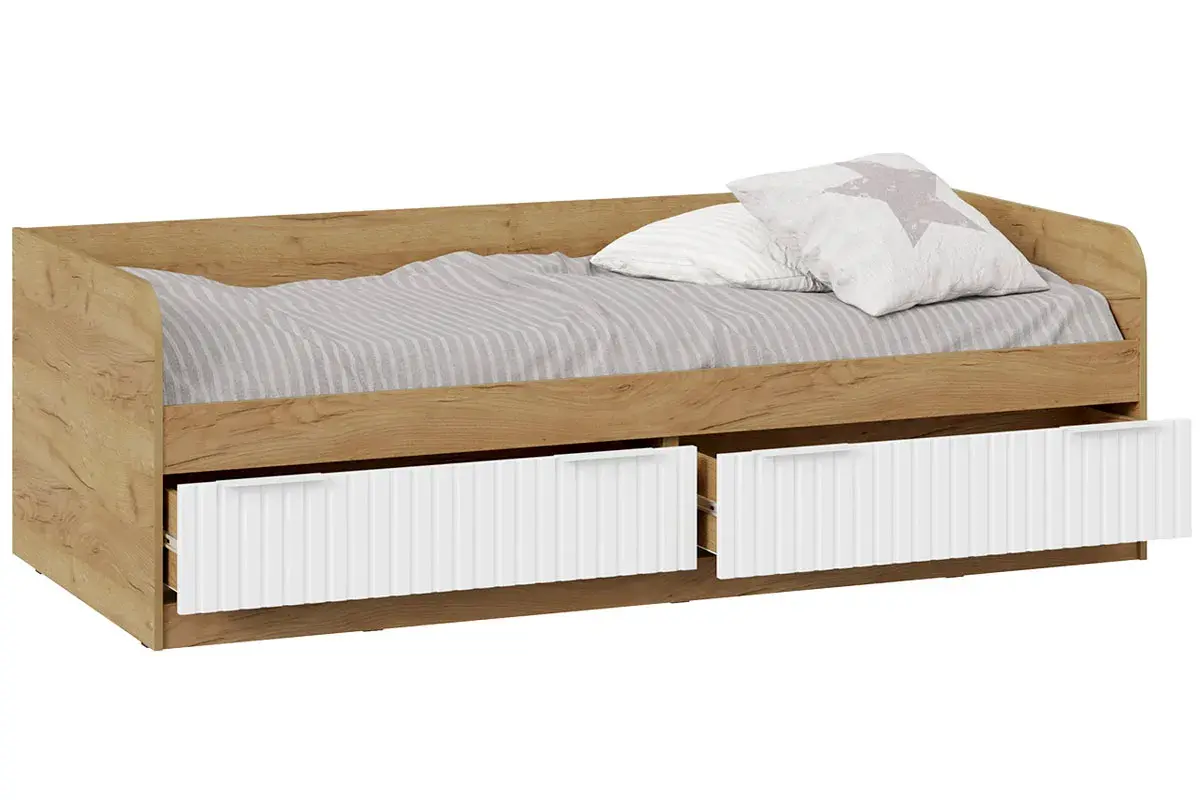 Кровать комбинированная Хилтон 90х200 Тип 1 (Дуб Крафт Золотой/Белый матовый) - купить в Озерце